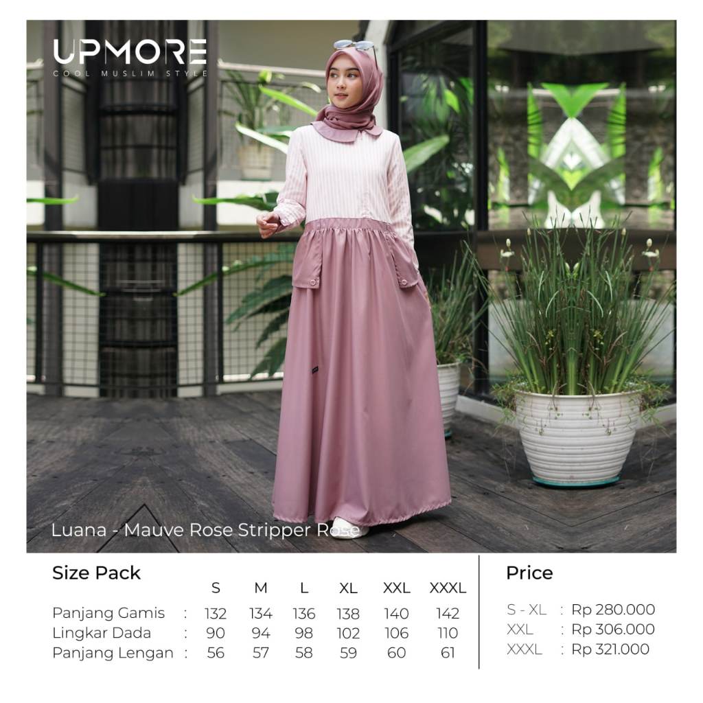 DRESS UPMORE Luana Mauve Rose - Stripper Rose / Gamis Upmore / Dress Muslim - shafeeaofficial