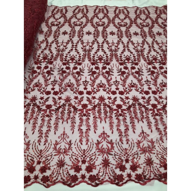 Murah Kain Tulle Full Payet Motif Elisab Terbaru,Kain Tile Meteran Full Payet,Kain Full Payet