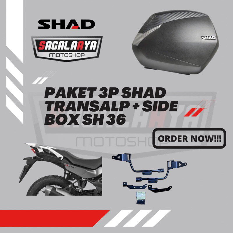 Paket Side Bracket 3P Honda Transalp dan Side Box SHAD SH 36 Original SHAD
