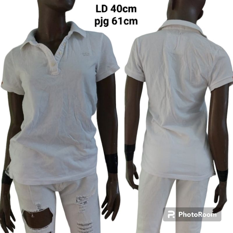 preloved branded original SUPERDRY white polo t-shirt