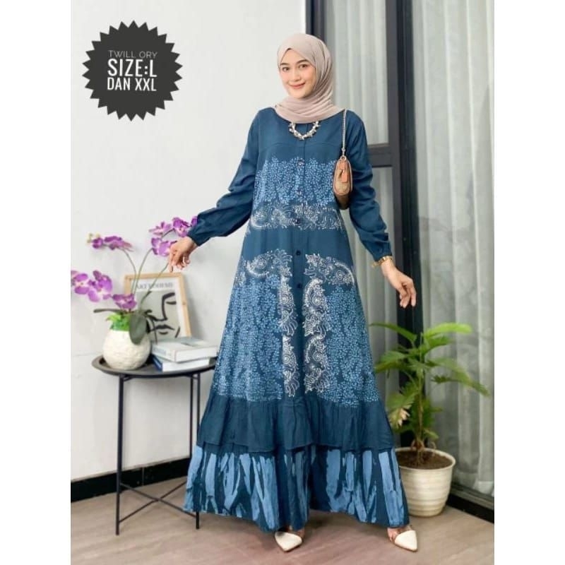 GAMIS BATIK TWILL ORI GAMIS BATIK CAP SASIRANGAN LONGDRESS BATIK GAMIS SUSUN