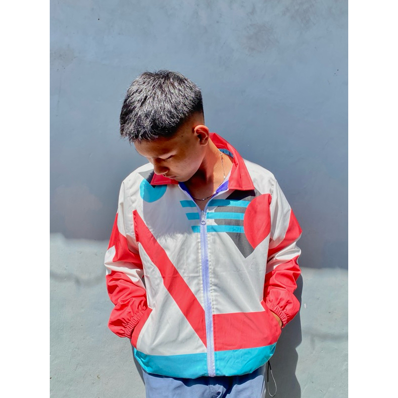 Jaket vintage full print RETRO 80/90s pria wanita