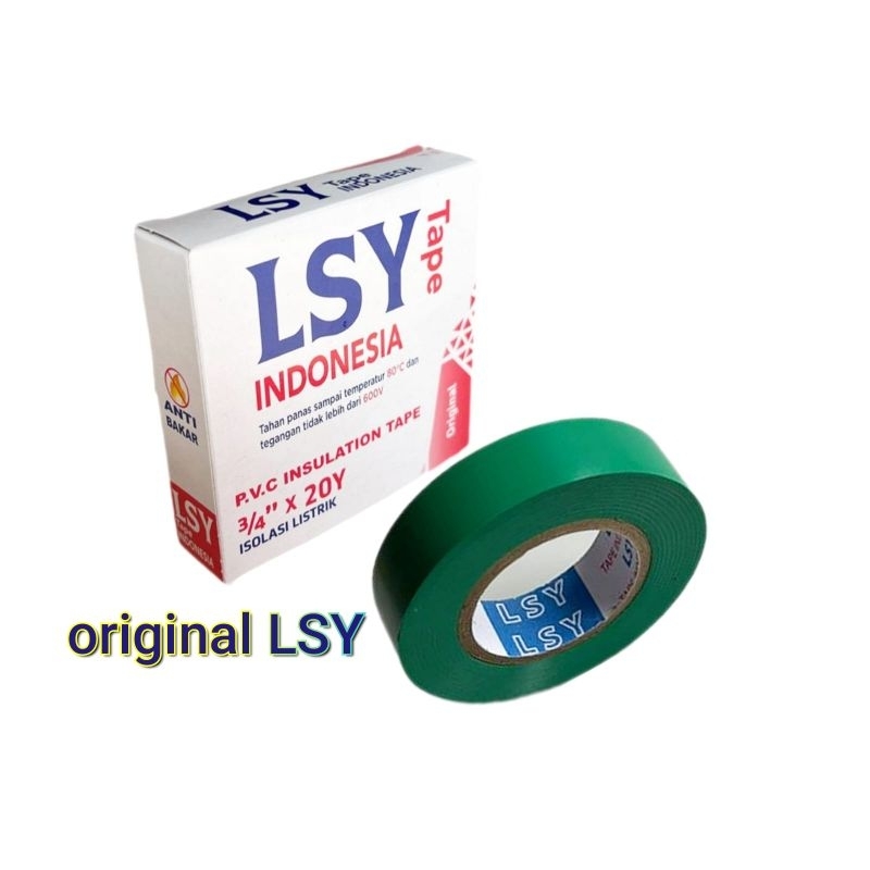 

isolasi listrik original LSY TAPE / PVC solasi kabel warna hijau ( CBM )