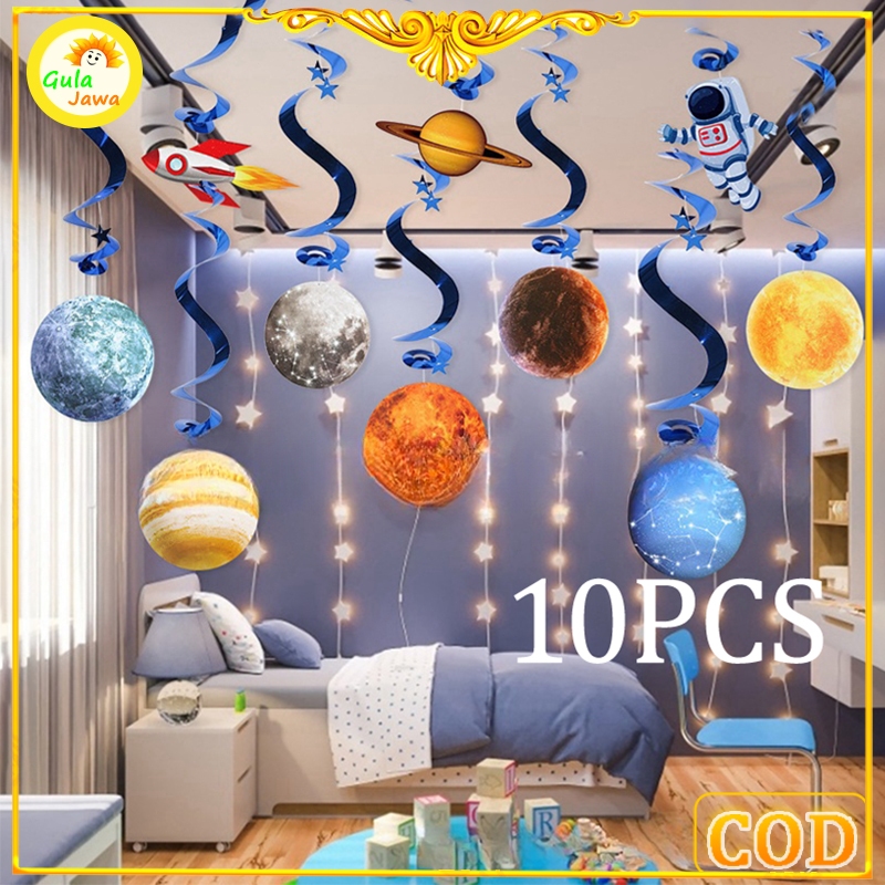 10pcs / Set Hiasan Gantung Model Planet Tata Surya /Hiasan Kelaspesta / Festival