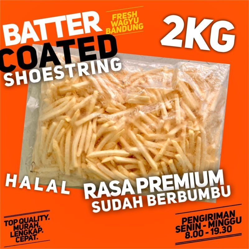 

BATTERCOATED SHOESTRING IMPORT Kentang Goreng Butter Batter Coated French Fries Beku