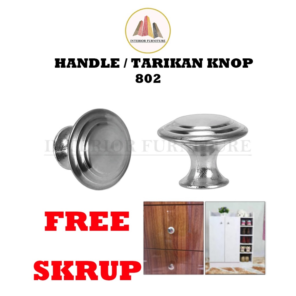 Knop Tarikan Laci Knob 802 Stainless Handel Tarikan Laci Bulat Furniture Cabinet Meja Kitchen Set