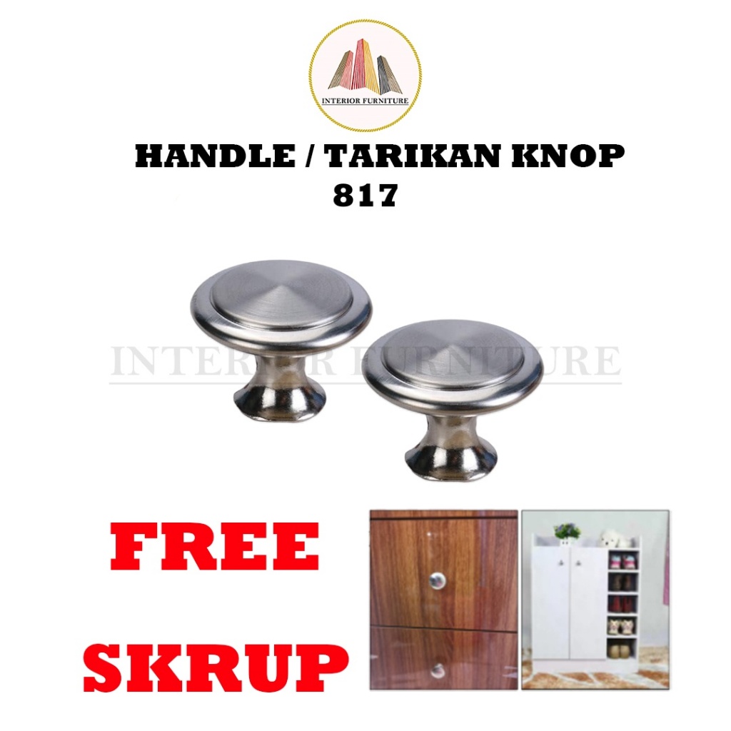 Knob Knop Tarikan Laci Lemari 817 Bulat Stainless Pegangan Furniture Drawer Kitchen Set Meja Rias