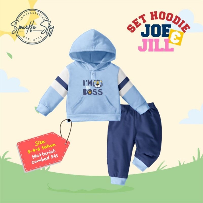 Setelan hoodie Joe&Jill bg sparkle Sky/ Stelan sweater/ setelan hoodie anak terbaru/ stelan hoodie k