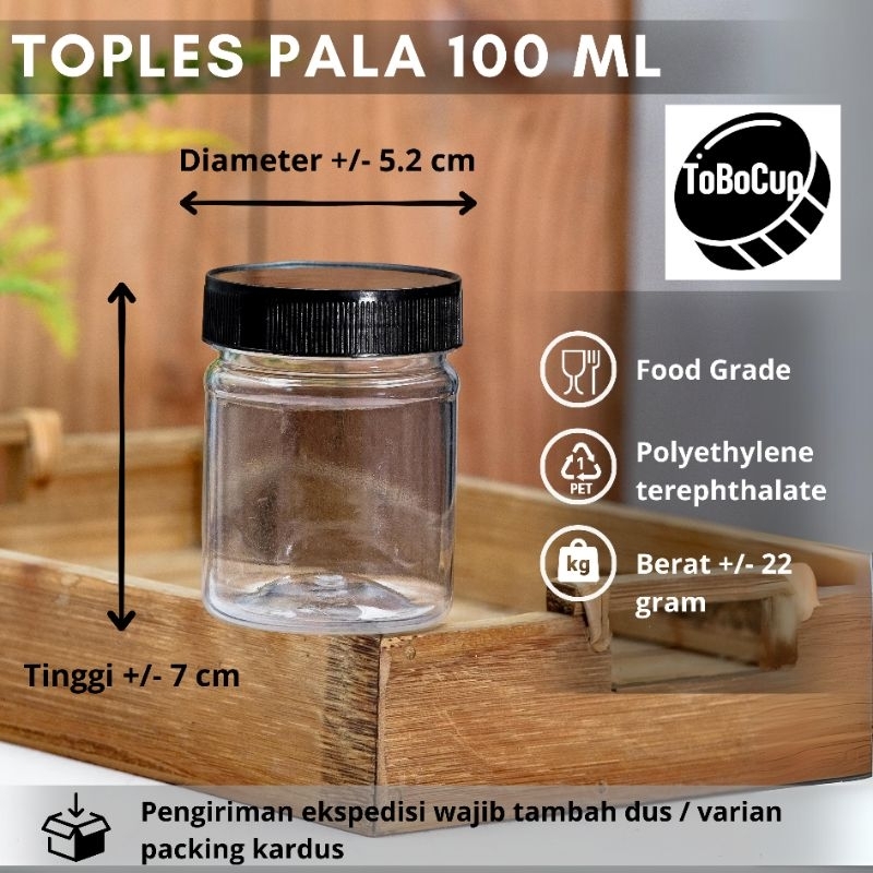 ISI 50 PCS Toples Pala 100ml/ Toples Bumbu 100ml / Toples Obat 100ml