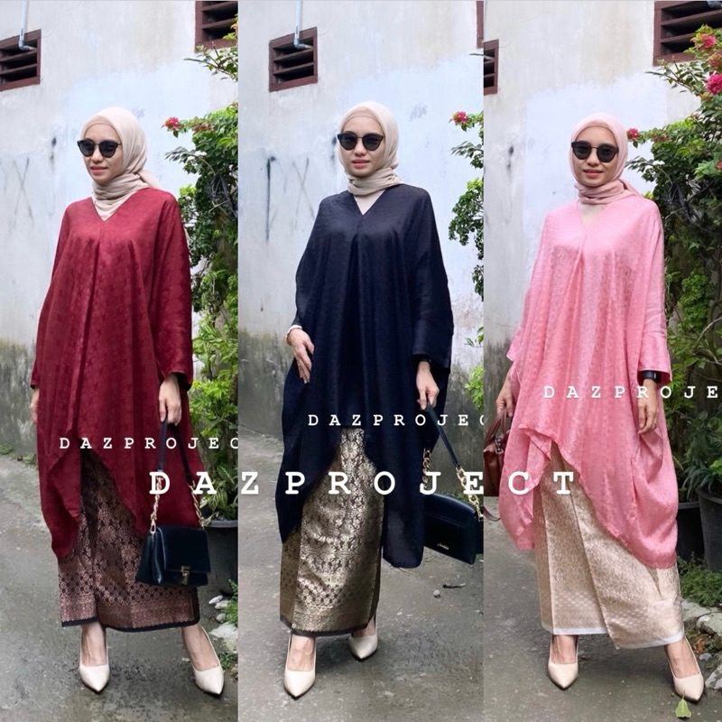 Kaftan Tunik Viscose SET Plus Rok Lilit Rok Songket Tenun Kaftan OneSet Rok Bawahan by dazproject ka