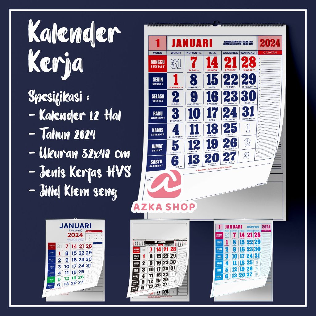 

Kalender Kerja - Kalender kerja dinding - kalender HVS kerja