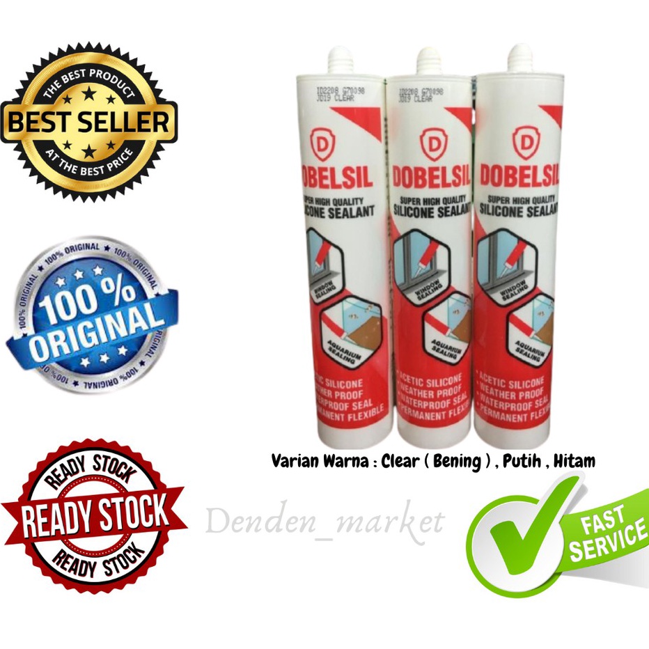 

Promo Lem silicon dobelsil/ lem kaca sealant lem sealant tabung dobelsil hitam - putih clear bening 300ml