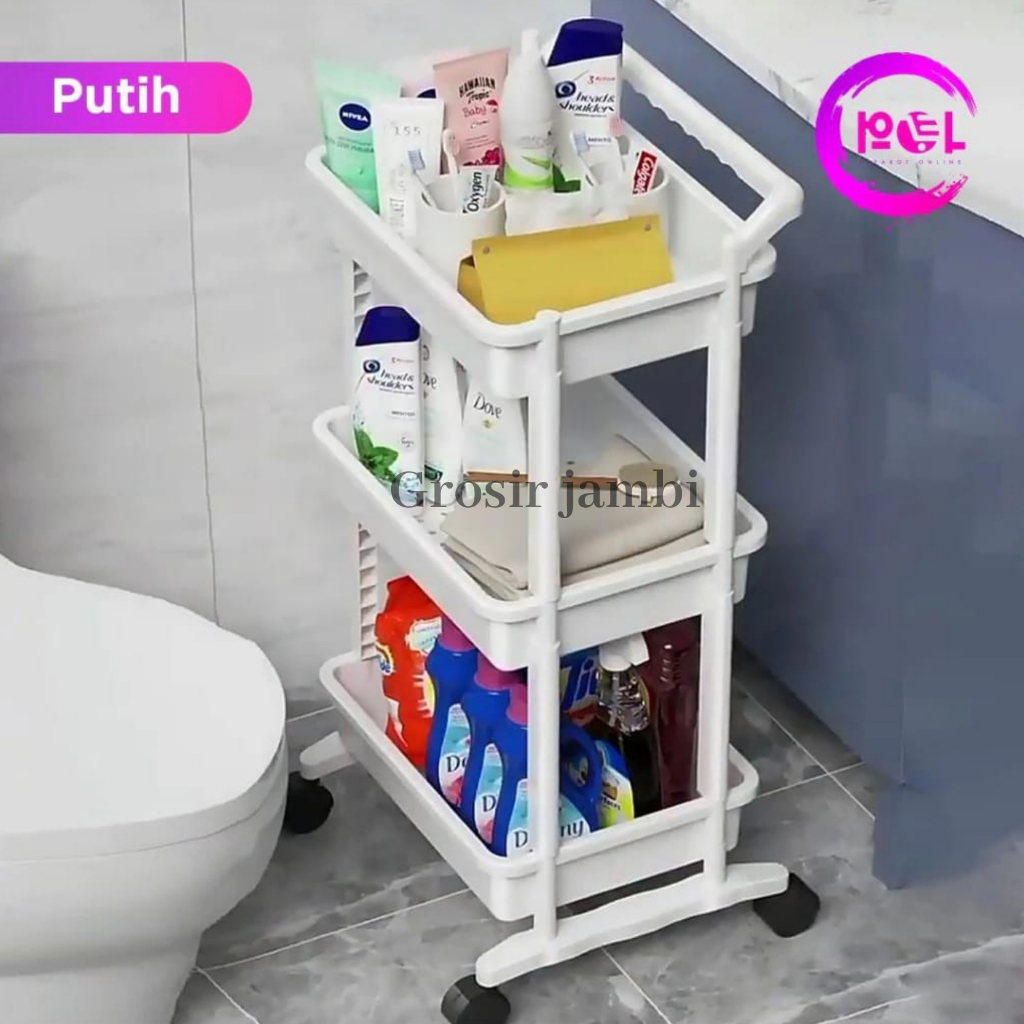 Rak troli kamar serbaguna/rak troli kamar tidur abs removable 3 susun tegak /rak multi baby rak trol