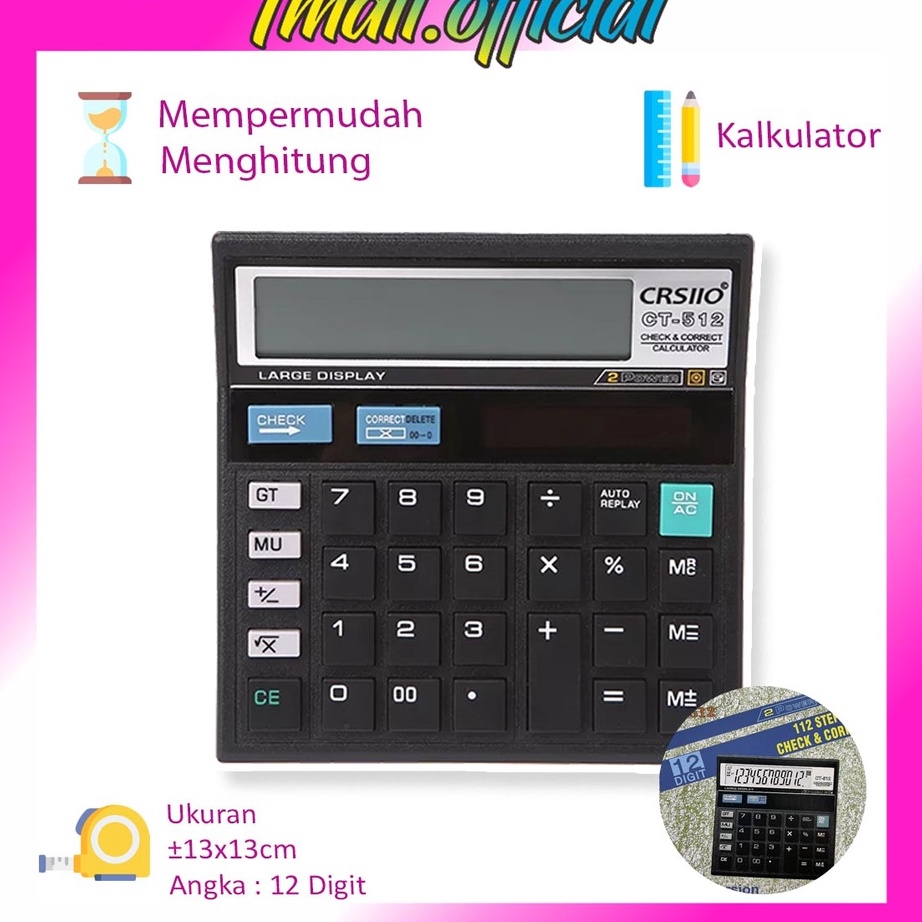 

Ready Stok ❄ TMALL ❄ 12 Digit Kalkulator Check / Kakulator Dagang Besar / Calculator CT 512 MURAH S020