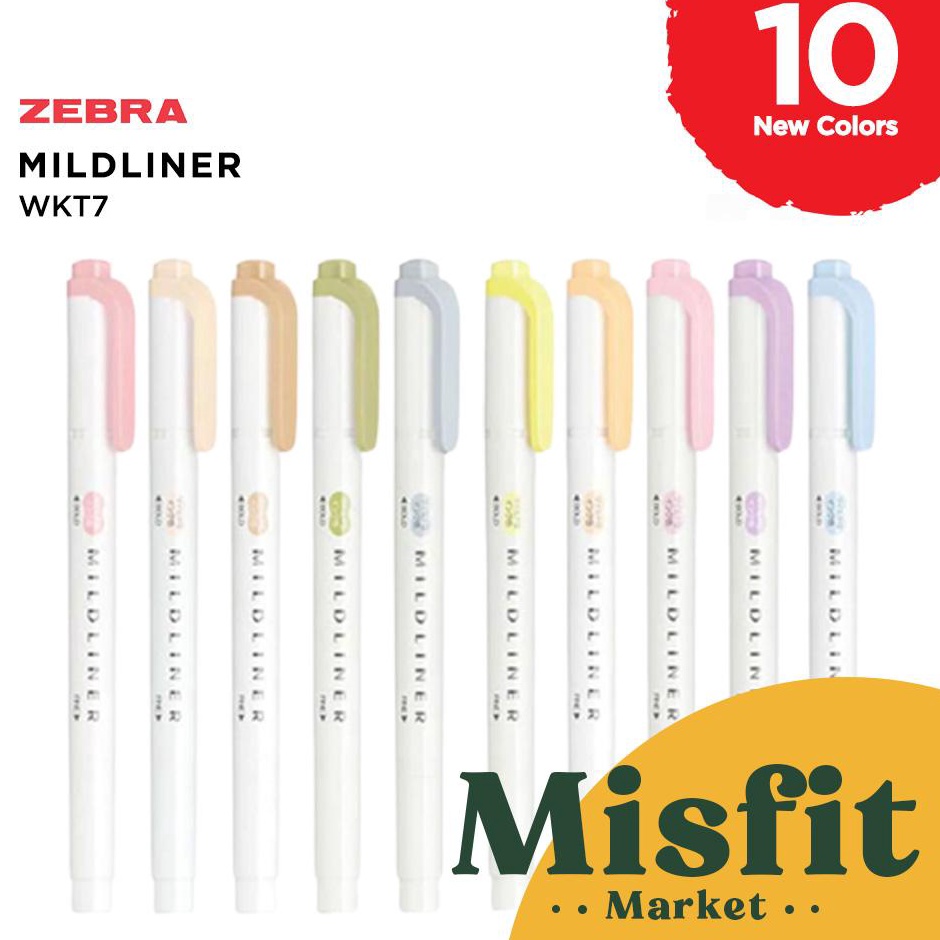 

Terlaris ZEBRA MILDLINER WKT7 Double-Sided Highlighter - Fine / Bold Mild liner