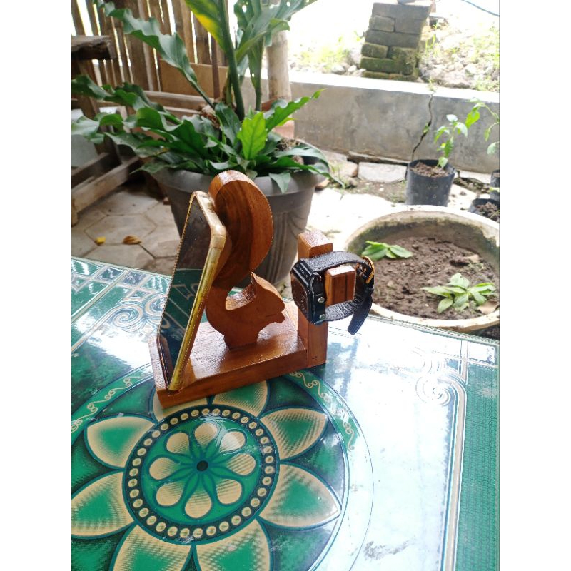 Stand hp dan jam tangan/Cagak HP/Cagak HP kayu/Stand HP tupai