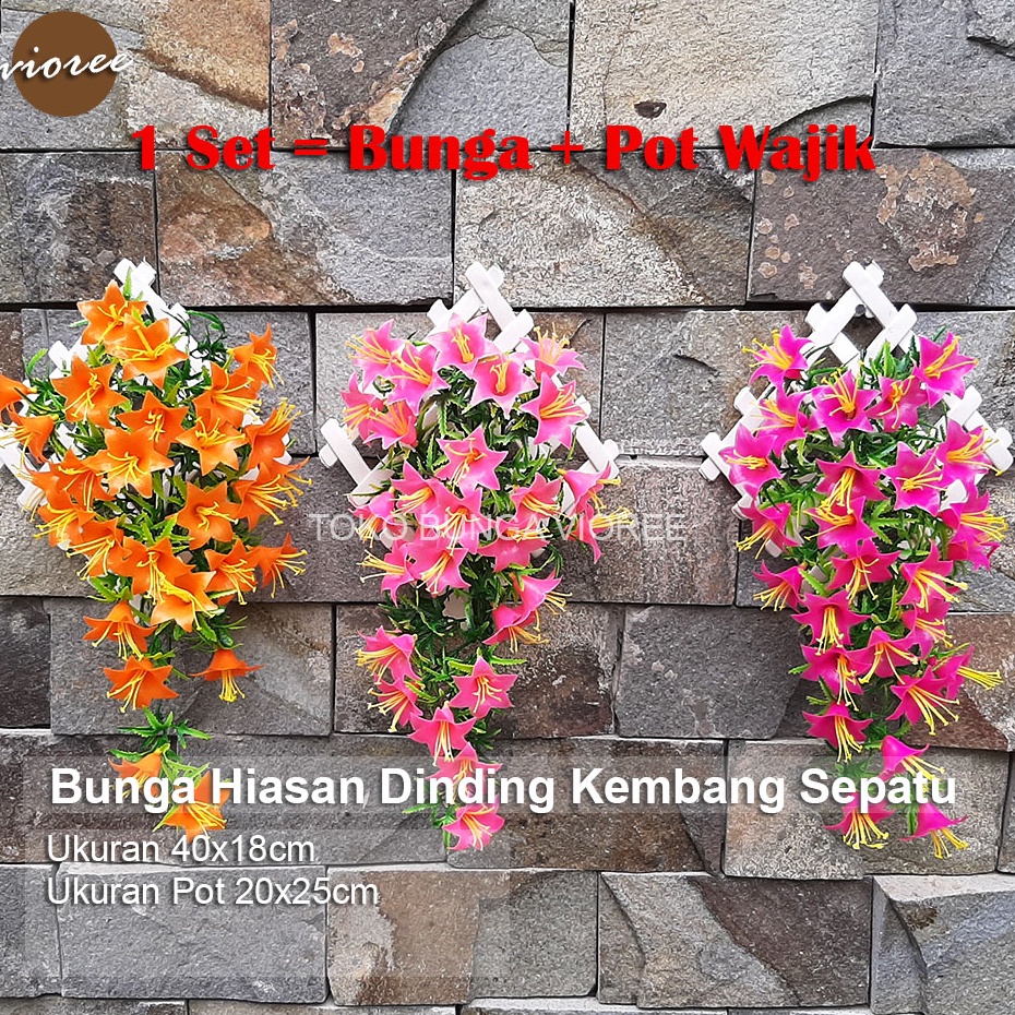 Harga Murah Bunga Gantung Plastik KEMBANG SEPATU Hiasan Dekorasi Dinding Rumah Daun Rambat Artificia