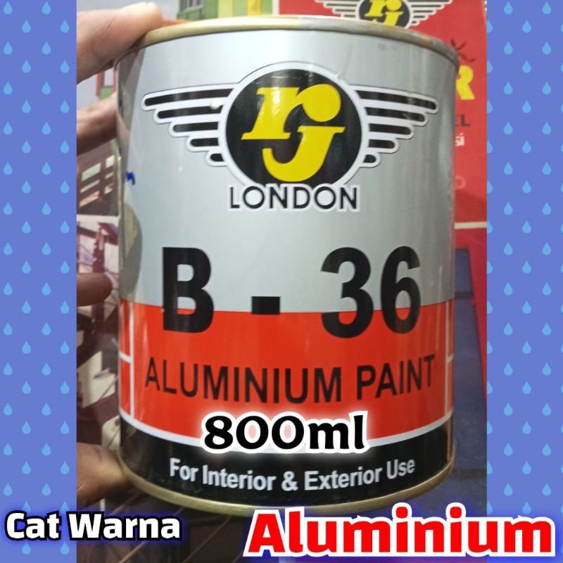 Cat Rj London Aluminium - + 800ml untuk kayu besi aluminium pagar / cat kaleng warna silver ukuran k