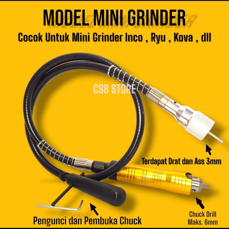 Adaptor mesin bor untuk tuner cuner porting kikir ukir model foredom universal mini grinder dan kabe