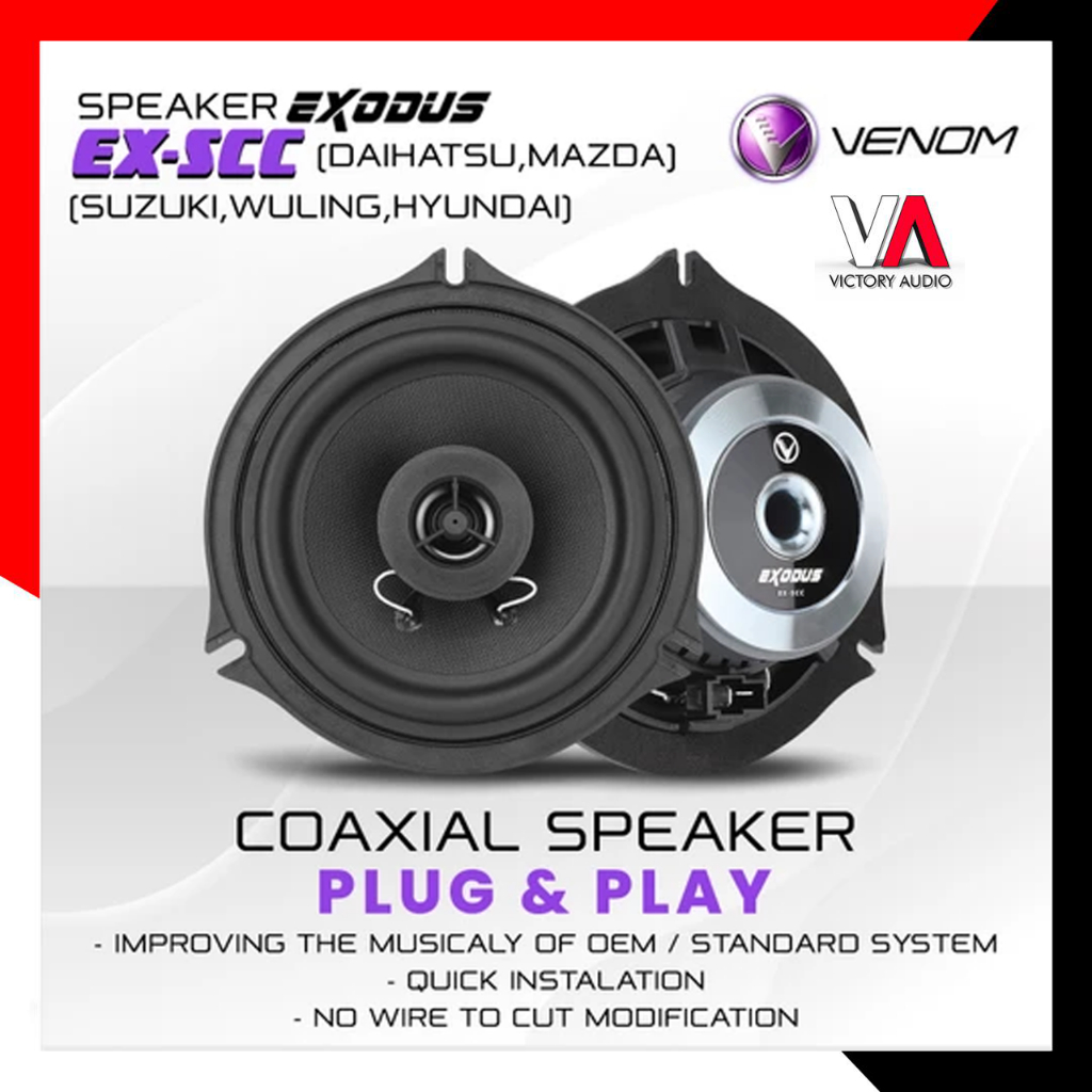 Speaker Coaxial 2-Way Venom Exodus EX-SCC 6.5 Inch PnP OEM Suzuki Mid Bass Built in Tweeter Original