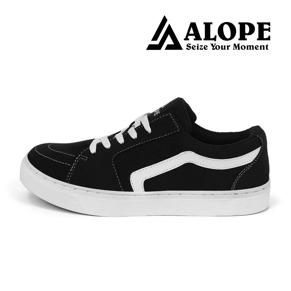 ALOPE - Sepatu Sneakers RETZU Sepatu Casual Hitam Putih Pria Wanita Ukuran 39 sampai 43