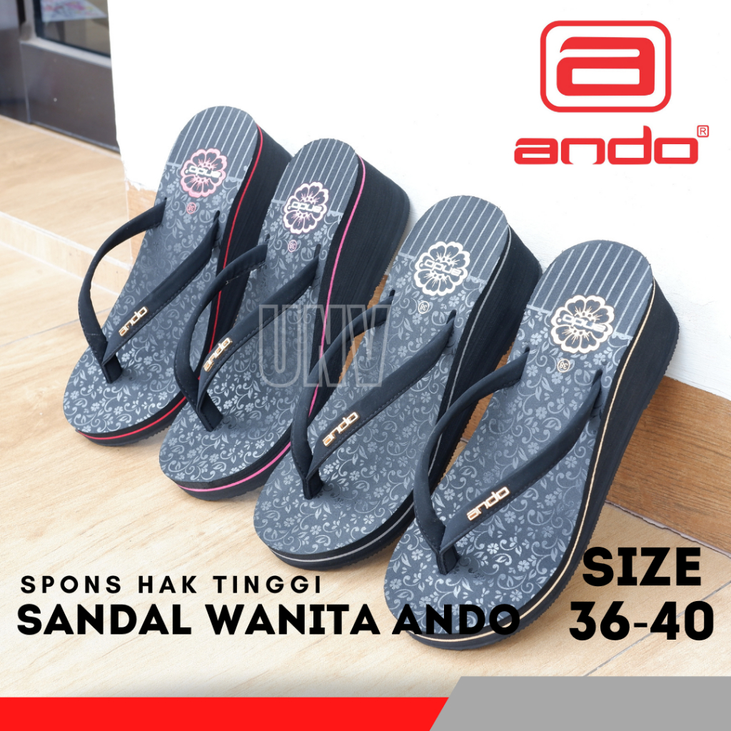 Ando Joice 02 Sandal Wanita Wedges Spon tinggi 6cm sendal perempuan dewasa Cewek Asli
