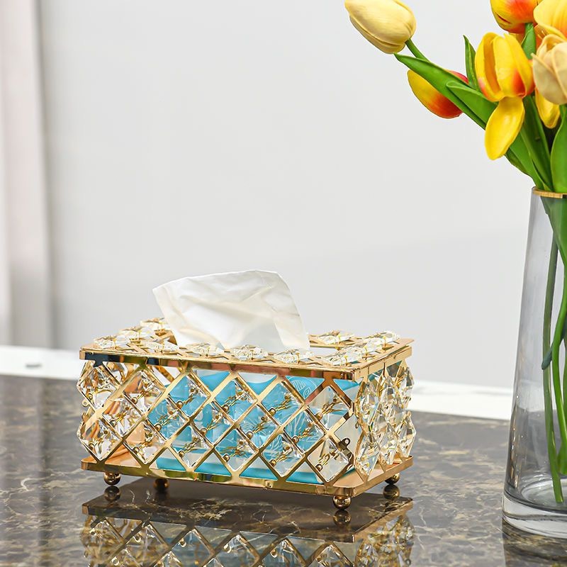 Kotak Tisu Kristal Kotak Tisu tempat tissue gold empat Tisu Kaca Elegant Kotak Tissue Kristal Tempat