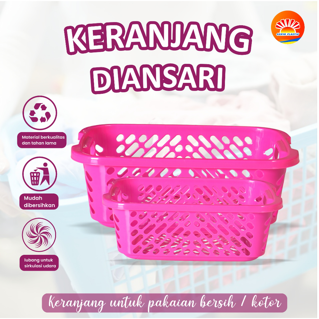 Keranjang pakaian Olivia/ Keranjang pakaian plastik/ Keranjang pakaian bersih / Keranjang Pakaian La