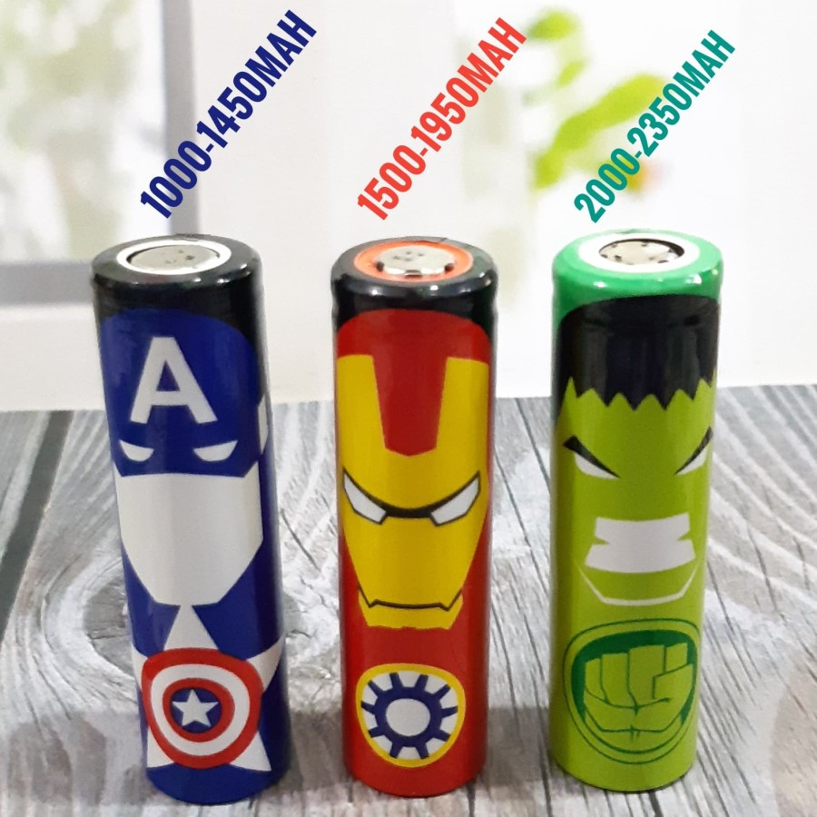 Battery Lithium 18650 Baterai Vape Li-ion Motif Avenger 1000-2350mAh