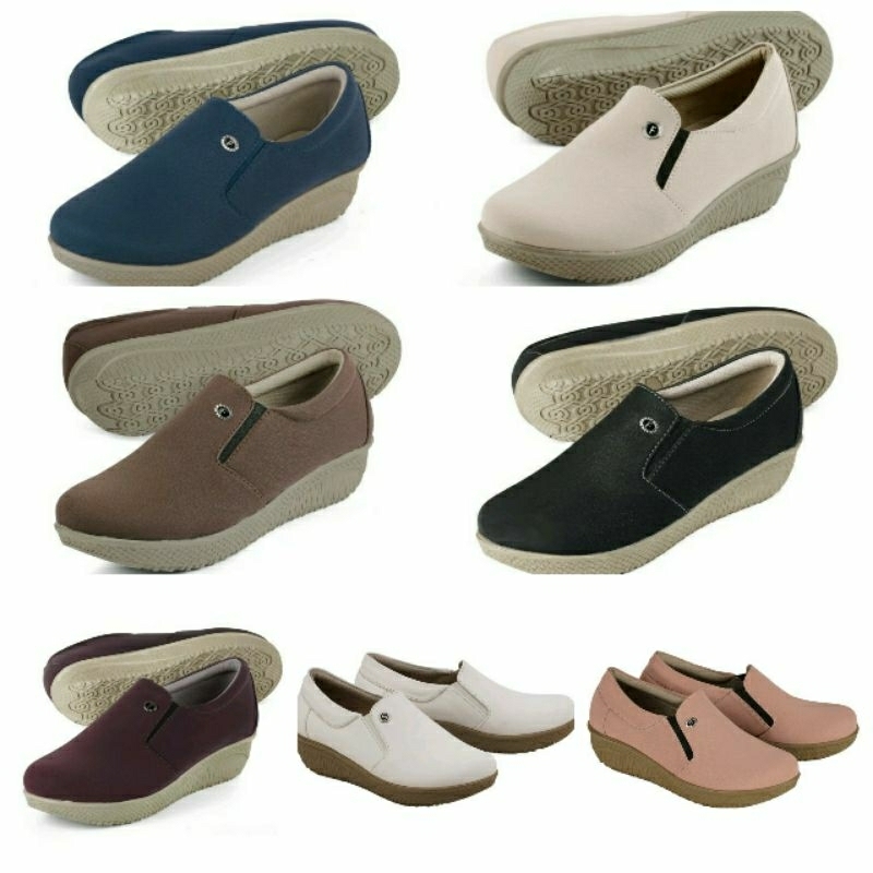 SEPATU  CASUAL WANITA SLIP ON AQILA  SEPATU WEDGES KERJA ORIGINAL LUX PREMIUM HARGA GROSIR PABRIK ,W