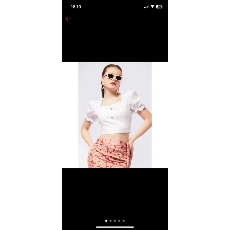 COLORBOX Puff Sleeve Crop Top White