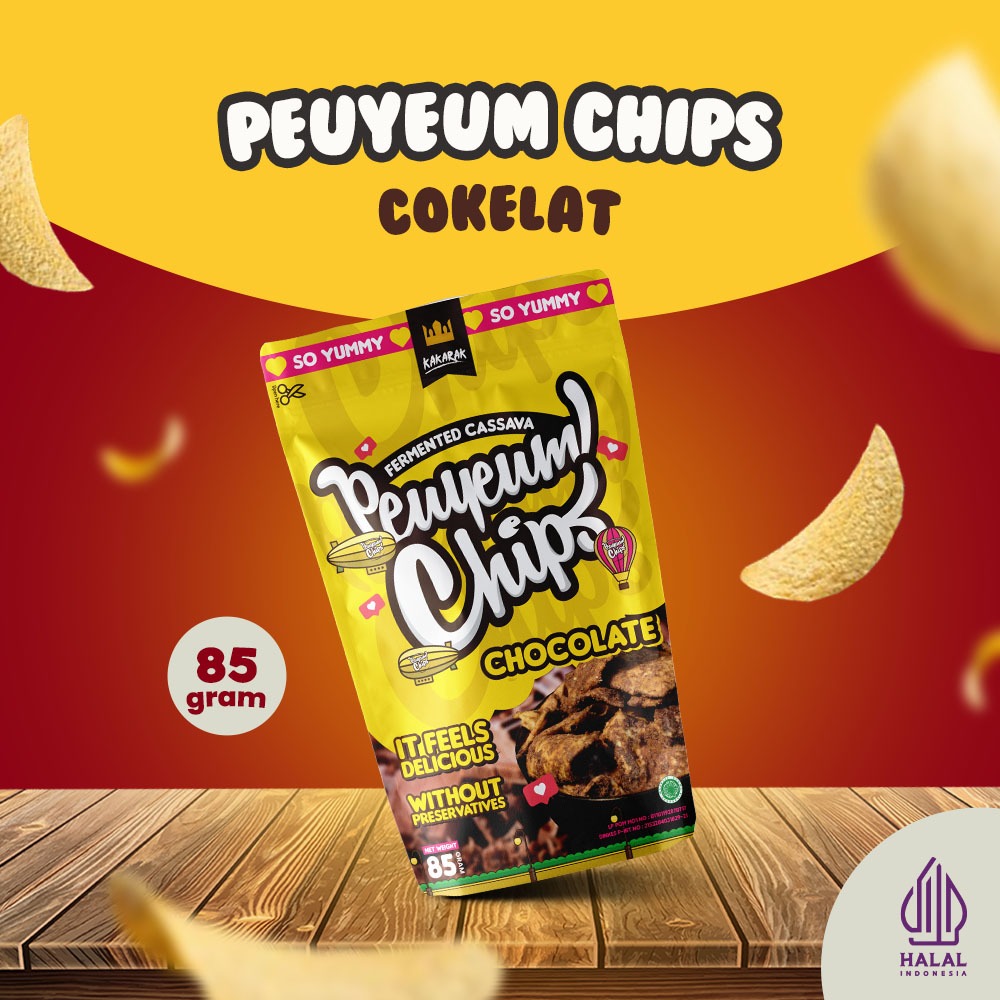 

Kakarak - Peuyeum Chips Rasa Chocolate - Cemilan Keripik Peuyeum Rasa Cokelat - 85gr