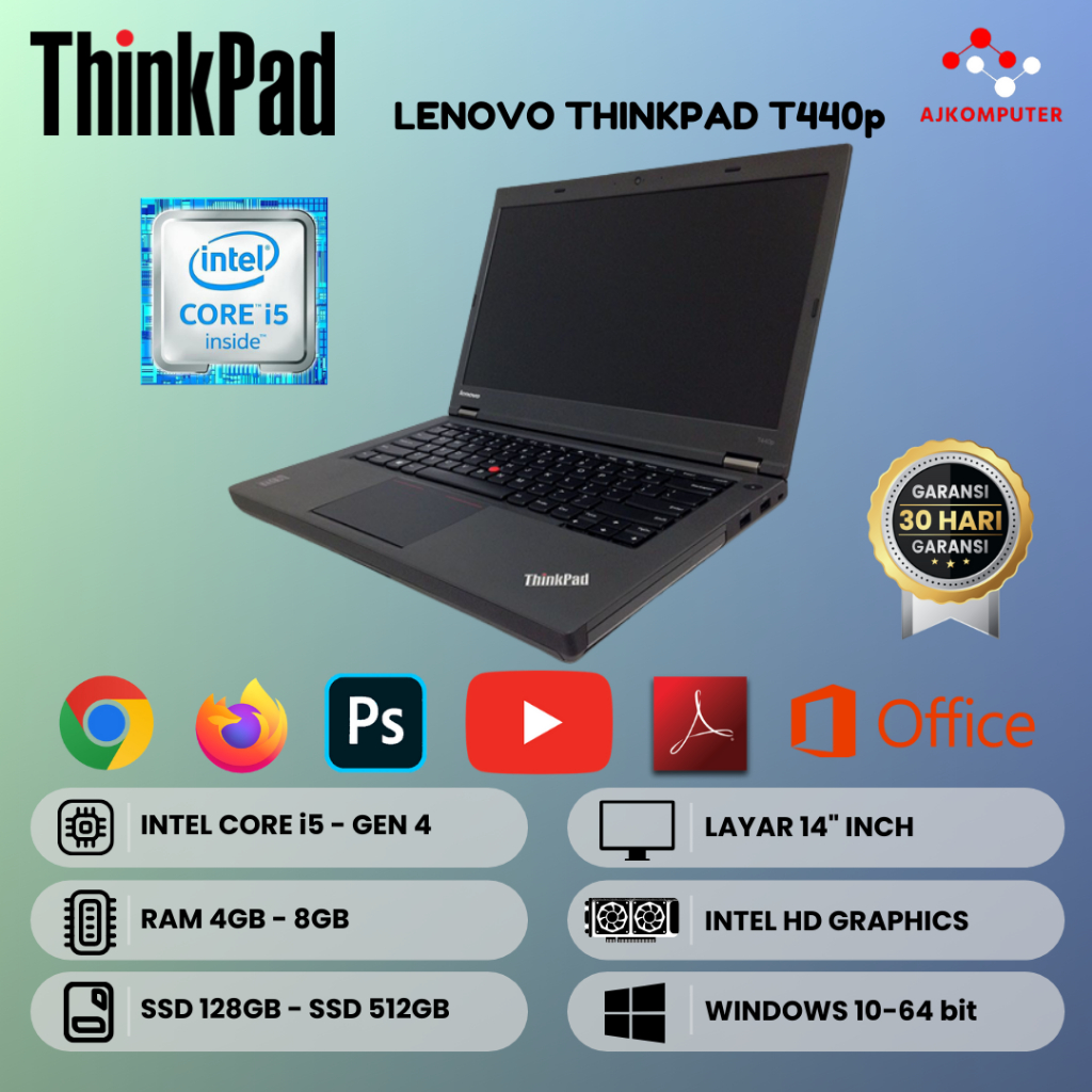 LENOVO THINKPAD T440p CORE i5 / i7 GEN 4 KUAT TANGGUH BERGARANSI
