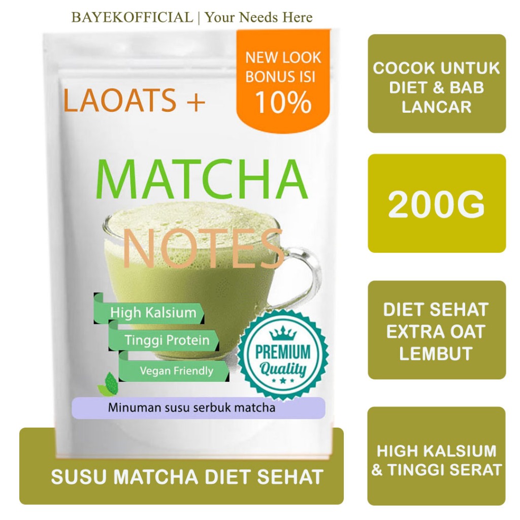 

Bubuk minuman premium pelangsing badan penurun berat badan susu low fat rendah lemak matcha powder bubuk matcha Laoats