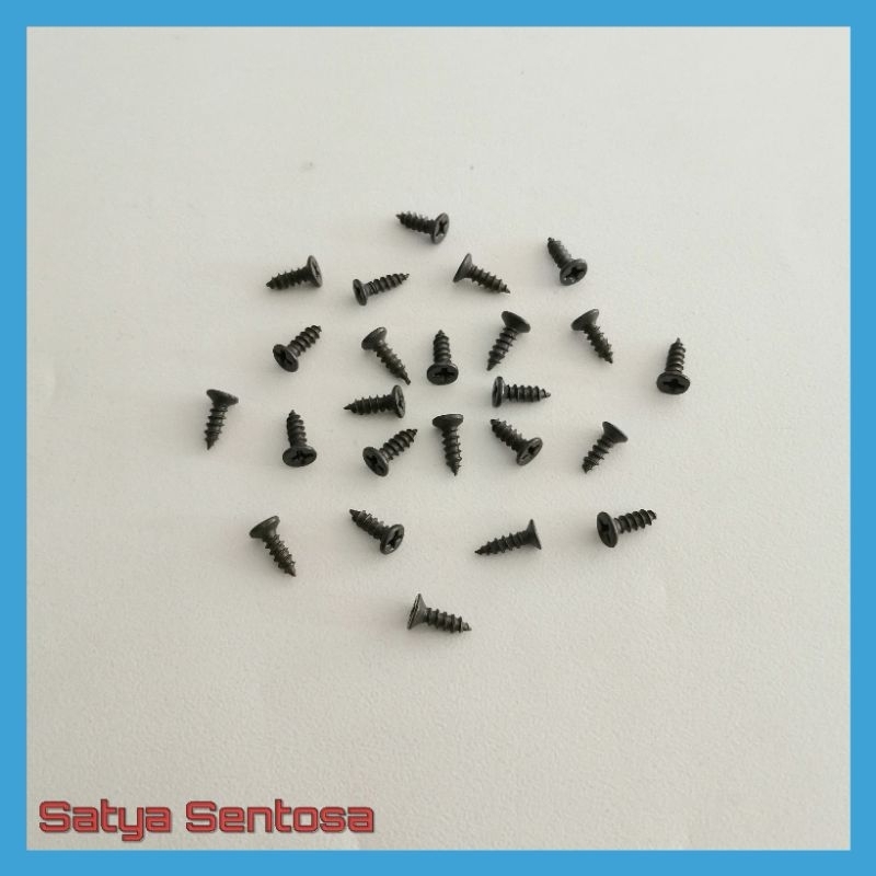 Sekrup Mini Hitam 4.5 x 8 mm / Sekrup Kecil Mini Hitam 8 mm (100 pcs)