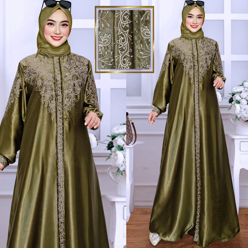 Baju Gamis Abaya Bordir Original |Gamis Kristal Original Bordir /Gamis Wanita Muslimah /Gamis Bordir