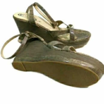 SALE SENDAL SANDAL WEDGES WANITA MERK EKYDO ORIGINAL SIZE 39 - COKLAT