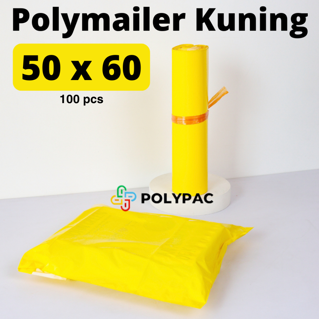 Polymailer Kuning [50x60] isi 100 pcs - Polymailer Lem Warna Kuning