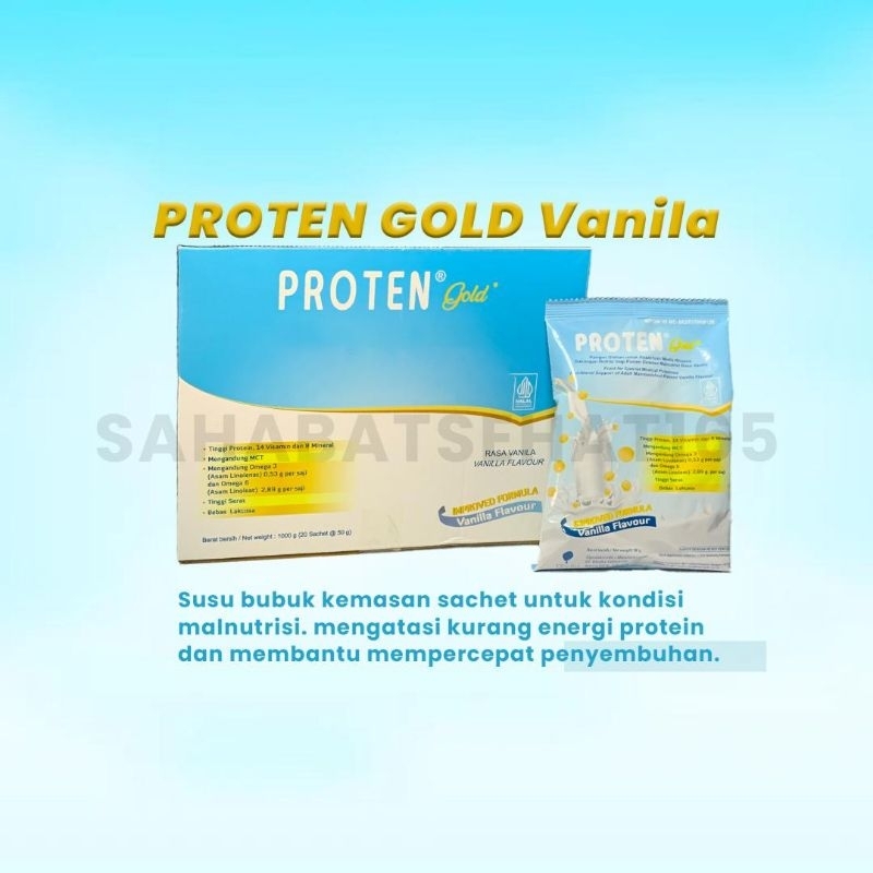 

Promo super!!! Proten Gold (susu soya) Rasa Vanila dan Coklat kemasan sachet, 1 box 20 sachet