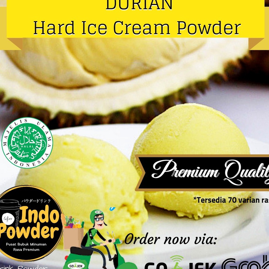 

MODEL MDR640 Durian HARD ICE CREAM Powder 1Kg - Bubuk Ice Cream Durian 1Kg - Bubuk Es Krim