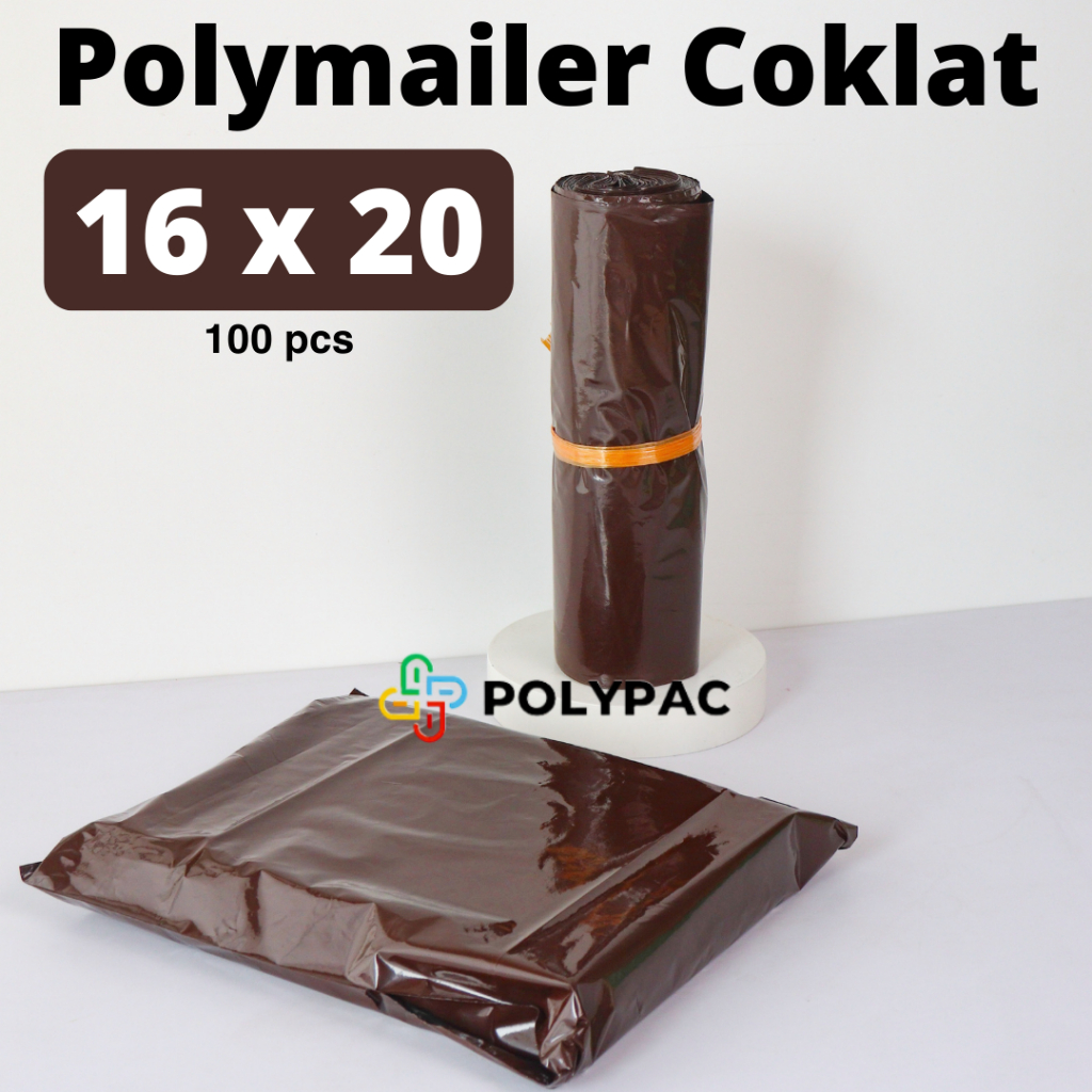 

Polymailer Coklat [16x20] isi 100 pcs - Polymailer Lem Warna Coklat