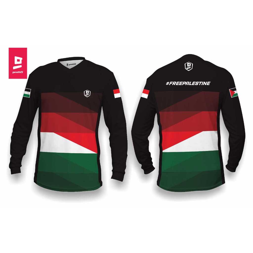 JERSEY PALESTINA - JERSEY SEPEDA DOWNHILL / MTB GENETHICS - JERSEY CUSTOM - DH-PLST-04 - JERSEY DOWN