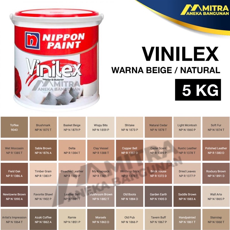 Grosir CAT TEMBOK NIPPON PAINT VINILEX 5 KG / EKSTERIOR INTERIOR / WARNA NATURAL CREME BEIGE COKLAT 
