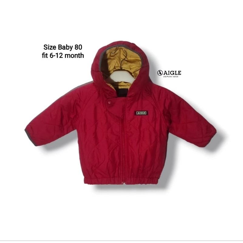 AIGLE Baby Quilted Puffer Jacket Red Size 80 fit 6-18 month (P35xL36) jaket balita toddler