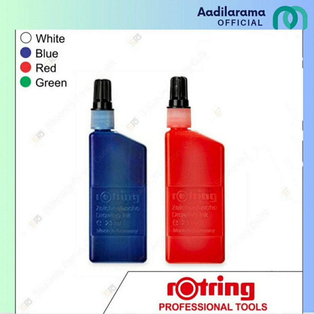 

Tinta Drawing Pen Rotring 23 ml - Ink White Bottle 23 ml Blue Red Green - Merah