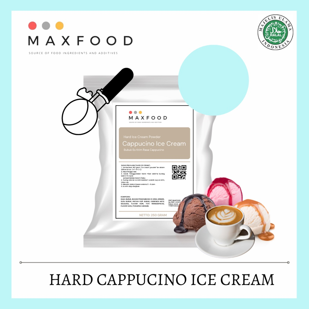 

MAXFOOD - Hard Cappucino Ice Cream / Bubuk Es Krim Rasa Kopi 250 GR