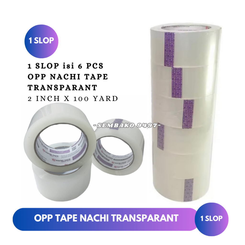 

1 SLOP ISOLASI / LAKBAN BENING NACHI 2 INCH x 100 YARD (CORE UNGU) ISI 6 PCS