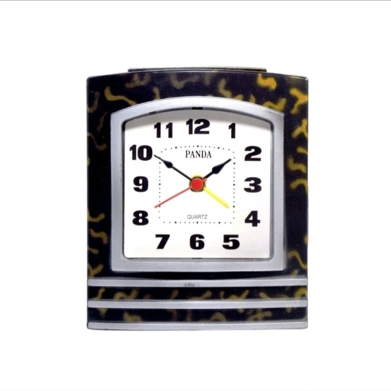 JAM MEJA WEKER JAM WEKER MINIMALIS MOTIF KAYU 10CM