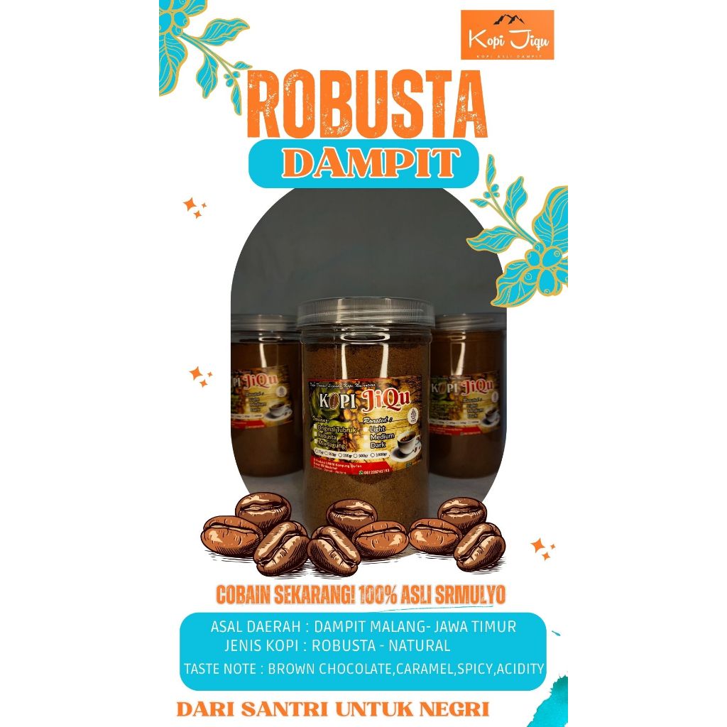 

JIQU Robusta Dampit Bubuk murni 100% 500G Revil FREE TOPLES