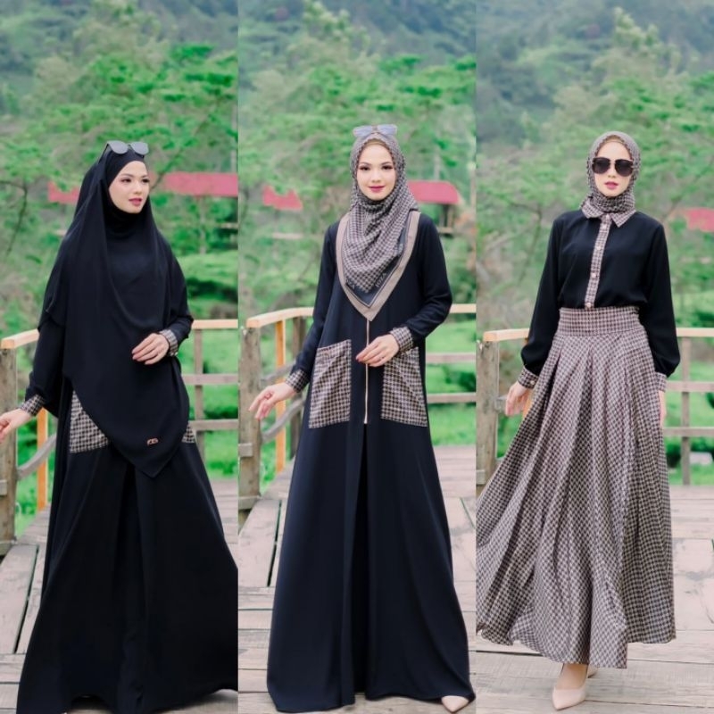 [JOZA CLOTHING] GAMIS SYARI TERBARU / DRESS SYARI SET PRINTING " ISABELLA BLACK SERIES " By Joza Clo